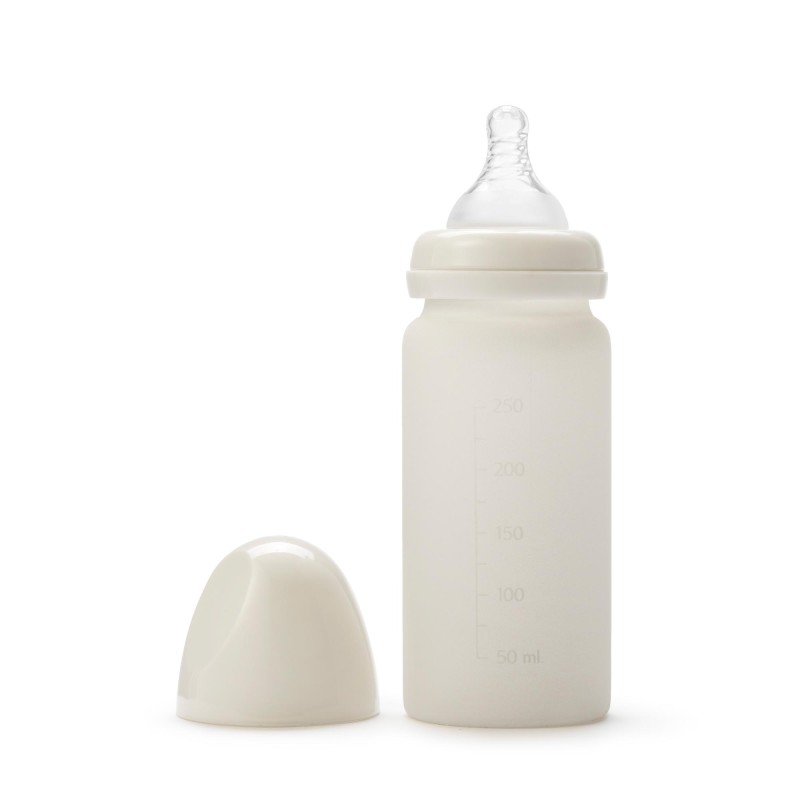 beetje Armstrong Altaar Glazen baby fles met siliconen speen 0m+ Vanilla White - Babymatters