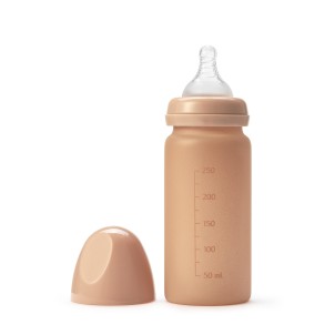 zeemijl barst Beugel Glazen baby fles met siliconen speen 0m+ Pure Khaki - Babymatters