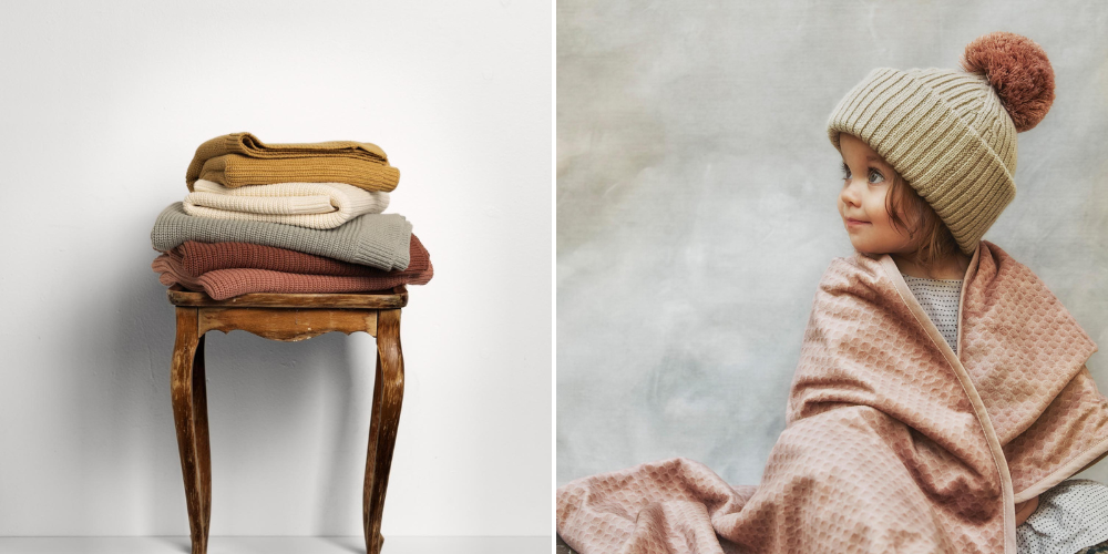 10 x cadeaux sympas pour une gender reveal party - Elodie couverture Pearl Velvet tricotée laine bébé