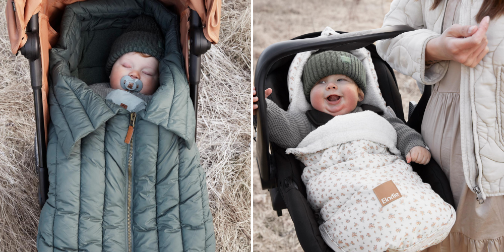 Warme voetenzakken, leuke mutsen en meer… Ontdek ‘winter on the prairie’: de nieuwe collectie van Elodie - voetenzak Minnesota Green autostoel baby