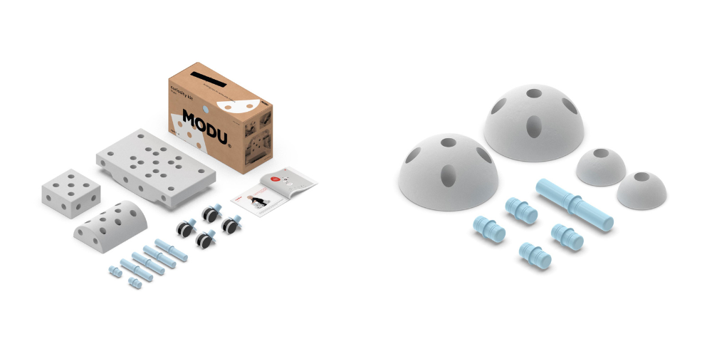 Open ended speelplezier bouwen met MODU blokken - Curiosity Kit Half Ball Kit