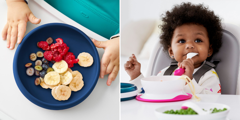 Les assiettes et services de table antidérapants pour bébés et enfants que vous, en tant que parent, devez avoir à la maison ! - OXO Tot silicone Stick & Stay sûr